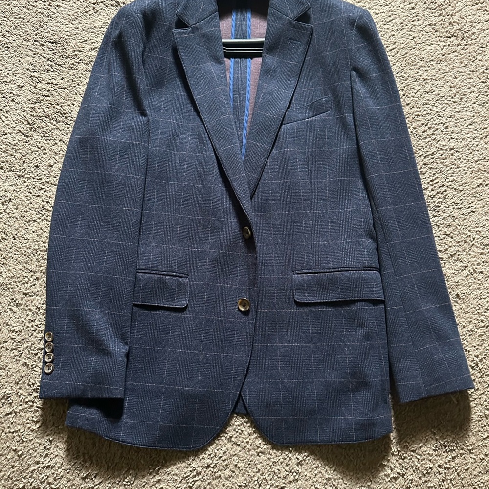 Bonobos Dark Blue Checkered Blazer